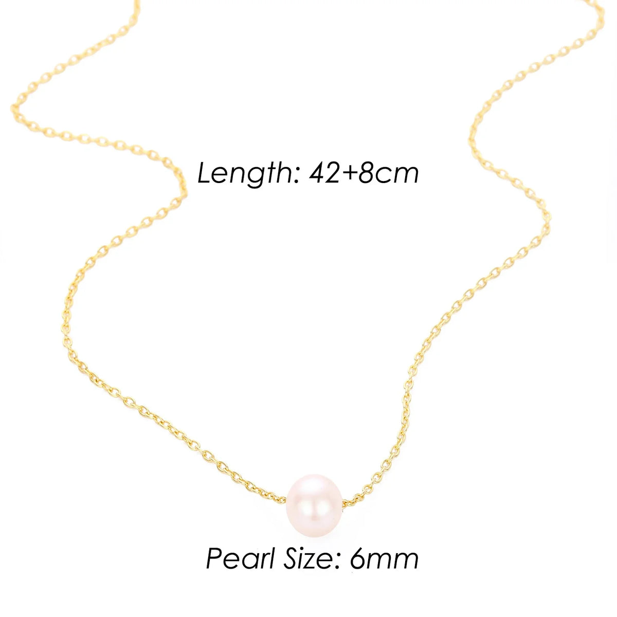 4MM Simulated-pearl Pendant Necklace for Women Dainty Stainless Steel Gold Color Necklace Women