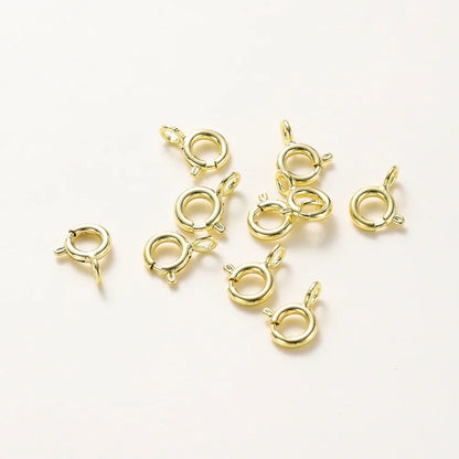 10pcs/ 14K 18K Gold Round Spring Clasp With Jump Ring Open Connect Clasp For DIY Jewelry Necklace Chain Making Accessories