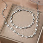 Stainless Steel Jewelry Set Necklaces Bracelet with Cute Pig Nose Hollow Carving High-end textured jewelry set For Women Jewelry