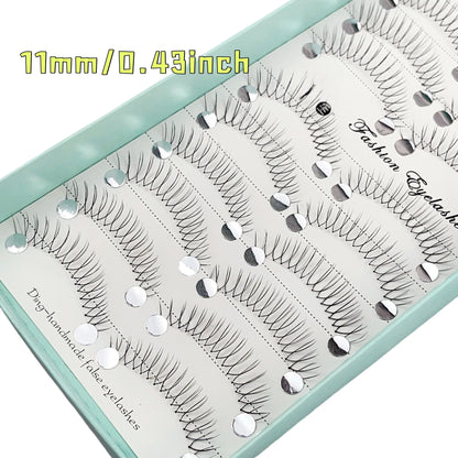 Anime Style False Eyelashes 10 Pairs | 11mm C-Shaped Curled DIY Strip Lashes