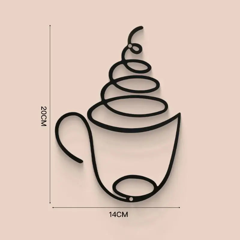 Metal Black Coffee Cup Wall Art Decor | Kitchen, Cafe & Coffee Bar Wall Hanging