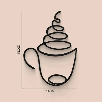Metal Black Coffee Cup Wall Art Decor | Kitchen, Cafe & Coffee Bar Wall Hanging