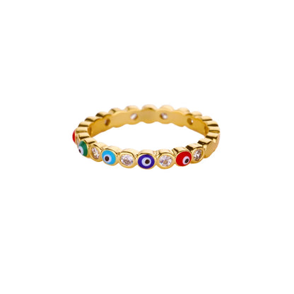 Zircon Evil Eye Rings For Women Gold Color Stainless Steel Evil Eye Finger Ring Lucky Aesthetic Turkish Waterproof Jewelry Gift