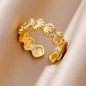 Starfish Shell Stainless Steel Open Rings For Women Fashion Gold Color Finger Ring Trendy Summer Beach Vacation Ocean Jewelry