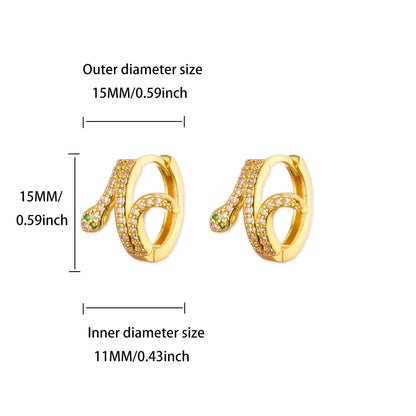 Luxury Zircon Hoop Earrings for Women Gold Color Stainless Steel Butterfly Heart Snake Earring Fashion Party Wedding Jewelry Gif