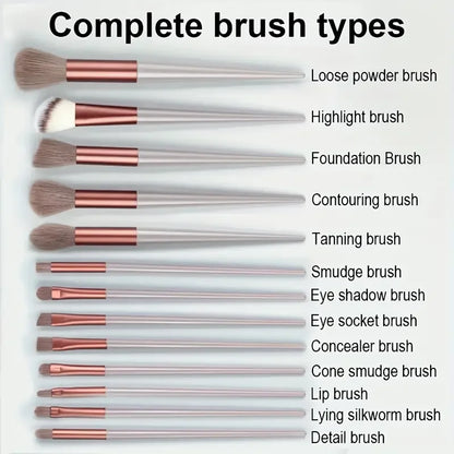 13-Piece Makeup Brush Set | Complete Eye Shadow, Concealer & Powder Brush Kit