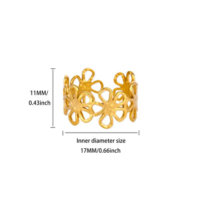 Stainless Steel Exaggerated Big Flower Rings For Women Gold Color Sunflower Finger Ring Female Fashion Aesthetic Jewelry Gift