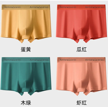 4PCS Mens Underwear Men Fashion Underpants Male High Stretch Boxer Panties Shorts Breathable Soft Shorts Comfortable Plus size