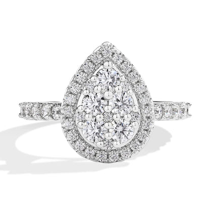 MINTYBOX S925 Sterling Silver Moissanite Engagement Halo Rings for Women 1.15ctw Lab Diamond Ring 18K Gold Plated Fine Jewelry