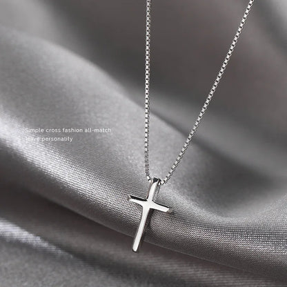 925 Sterling Silver Cross Pendants Female Necklaces Women Luxury Quality Jewelry Exquisite Elegant Charms Accessories Argent 925