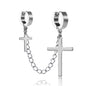 Punk Cross Pendant Clip Earring | Unisex Metal Chain Tassel Ear Cuff