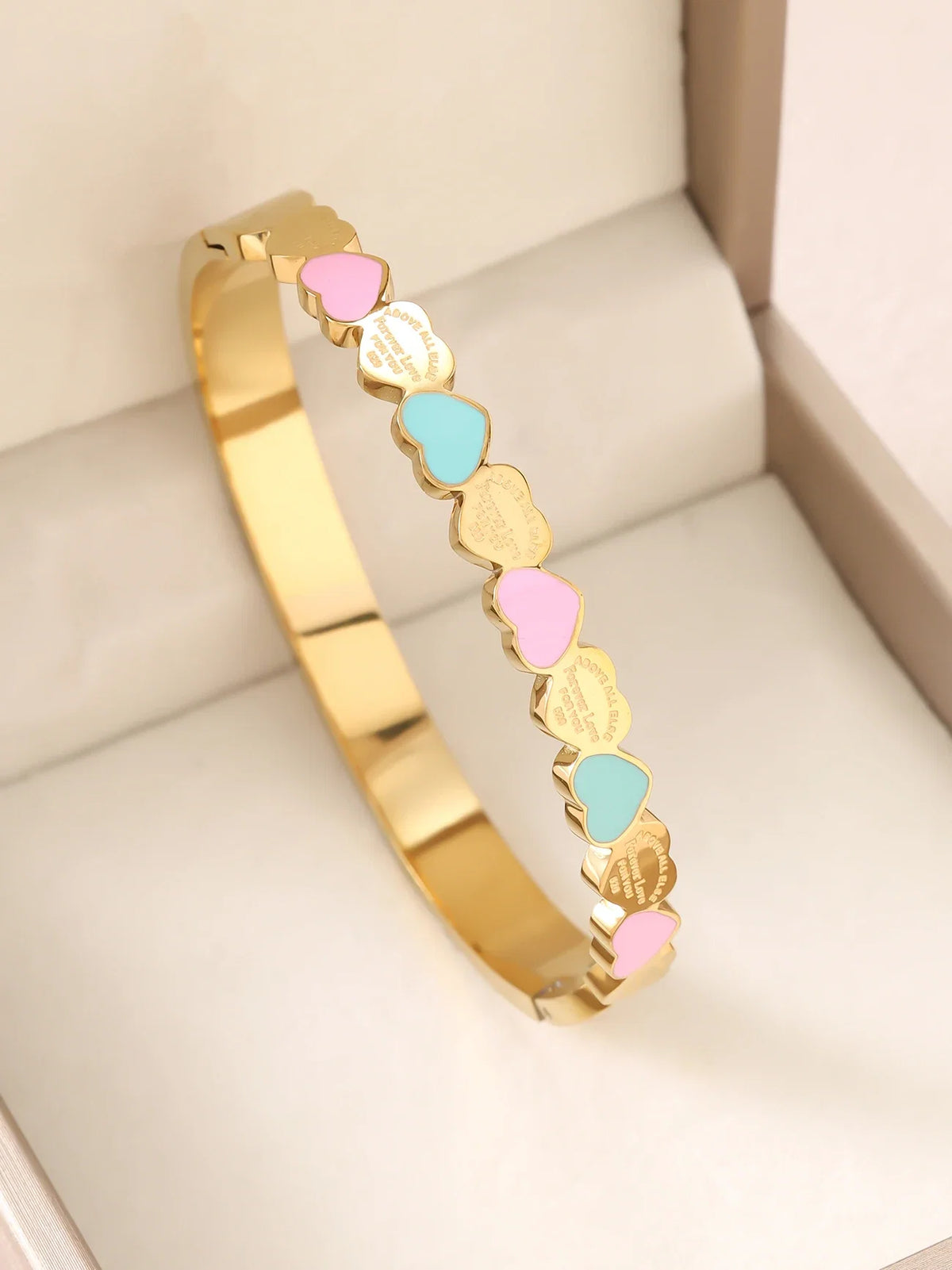1pc 18K Gold Plated Stainless Steel Stackable Bracelet With Chain And Clover Design, Fashion Style For Women, Suitable For Casua