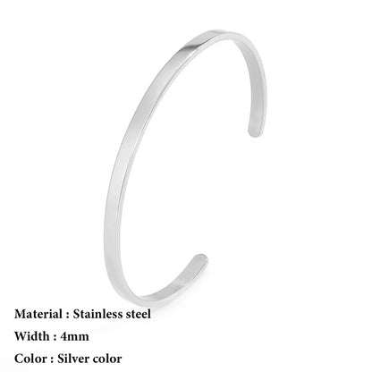 SUNIBI 4mm 6mm Stainless Steel Cuff Gold Color Bracelet Bangle for Women Jewelry Gifts Wholesale Dropshipping