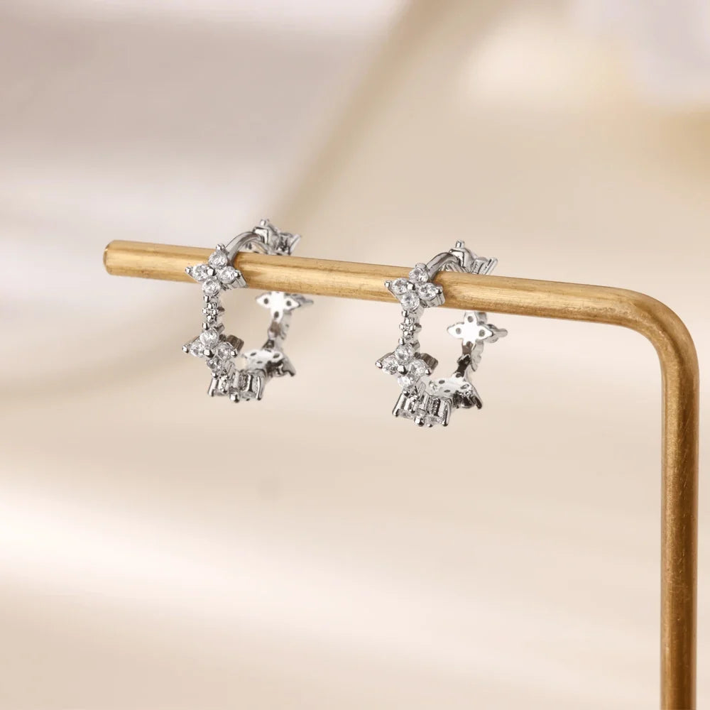 Cute Geometric Hoop Earrings for Women Stainless Steel Gold Color Cross Infinity Earrings 2025 Trend Piercing Wedding Jewelry