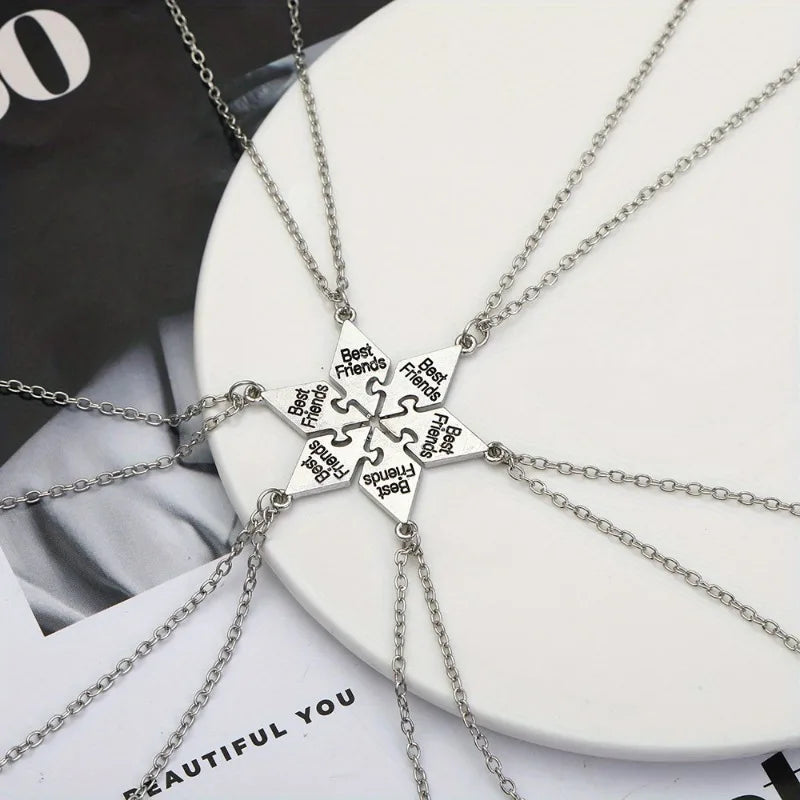 4/5/6/7/8 Pcs Unisex Alloy Best Friend Necklace Pendant Set Creative Trendy Fashion Necklace Jewelry gifts For Friend
