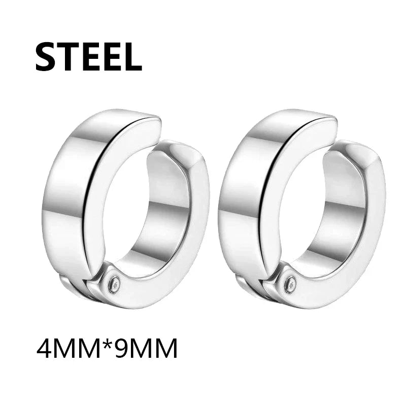 Gothic Hoop Earrings for Men and Women | Stainless Steel Clip-On Ear Cuffs