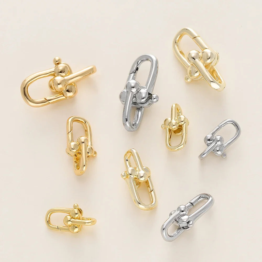 2Pcs/Pack 14/18K Gold Plated Spring Clasps Brass U Shape Lobster Clasp Connector for DIY Jewelry Bracelet Making Accessories