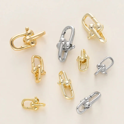2Pcs/Pack 14/18K Gold Plated Spring Clasps Brass U Shape Lobster Clasp Connector for DIY Jewelry Bracelet Making Accessories