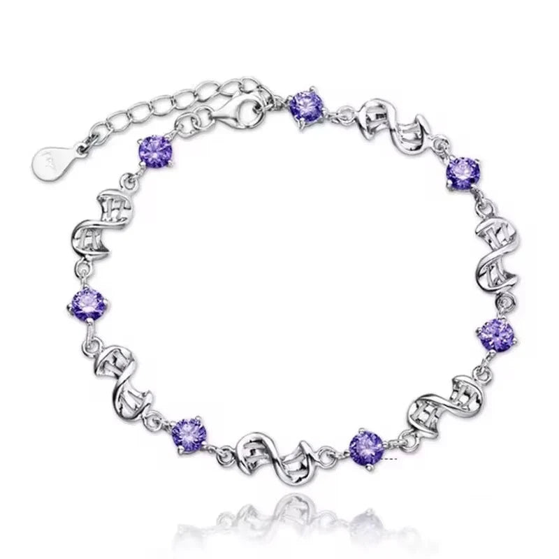 925 Sterling Silver Heart Shaped Bracelet For Women Retro Korean Versatile Blue Crystal Charm Bracelets Original Party Jewelry