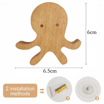Wooden Animal Hook | Cute Wall Mounted Coat and Key Holder