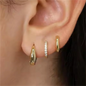 Gold Hoop and Stud Earrings Set | 3-Piece Stainless Steel Jewelry Collection