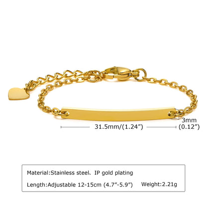 Personalized  Bracelet for Little Boy Girl,Stainless Steel Engraved Name Date  Son Daughter Mom Baptism Gift