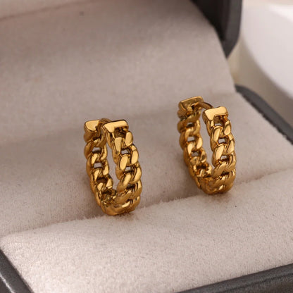 Stainless Steel Chain Earrings For Women Gold Color Geometric Chain Earring Female Fashion Party Wedding Jewelry Gift BFF