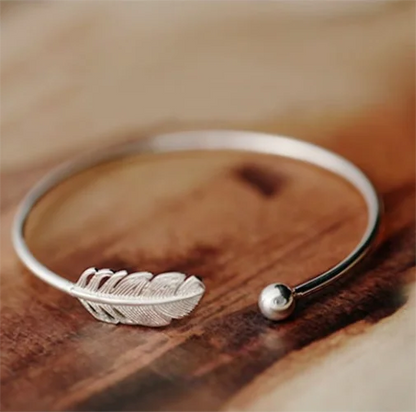925 Sterling Silver Angel Feather Lucky Arm Cuff Designer Bracelets Bangles For Women Party Jewelry Gifts Jewellery