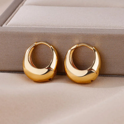 Chunky Drop Hoop Earrings for Women Stainless Steel Gold Color Piercing Earring 2024 Trend New In Trend Jewelry aretes mujer