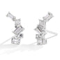 MINTYBOX Moissanite Stud Earrings for Women S925 Sterling Silver Lab Diamond Baguette shape Irregular Earring Engagement Jewelry