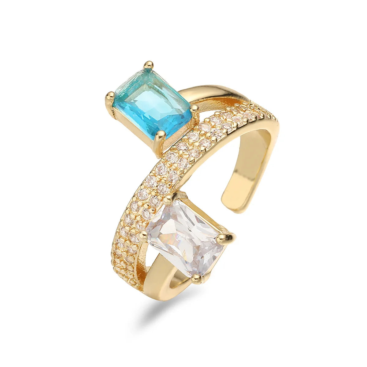 NEWBUY Fashion Gold Color Geometric Copper Ring Women Wedding Jewelry Hot Sale AAA+ Cubic Zirconia Finger Ring Femme Bijoux