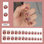 24Pcs/Box Charming Pink Flame Short Fake Nails press on Square Head Full Cover Detachable