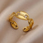 Vintage Ancient Greek Arethusa Goddess Coin Rings For Women Imitation Pearl Zircon Moon Stainless Steel Ring Fashion Jewelry