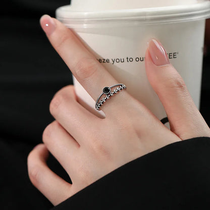 VENTFILLE 925 Sterling Silver Geometric Multilayer Round Bead Ring | Fashion Punk Temperament Jewelry