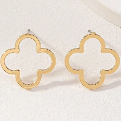 DOTIFI Stainless Steel Creative Hollow Four Plum Blossom Simple Style Four-Leaf Clover Handmade DIY Earrings Jewelry Accessories