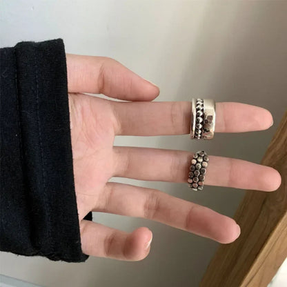 VENTFILLE 925 Sterling Silver Geometric Multilayer Round Bead Ring | Fashion Punk Temperament Jewelry