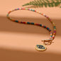 Colorful Stone Choker Necklace | Round Evil Charm Pendant for Women