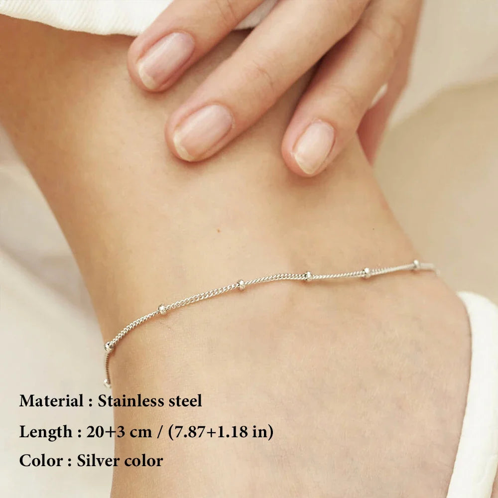 SUNIBI Stainless Steel Chain Necklace for Women Gold Color Thin Choker Bead Chain Necklace Jewelry Wholesale Dropshipping