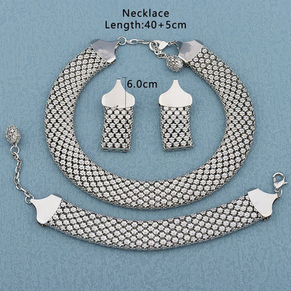 Dubai Hollow Earrings Necklace Jewelry Set Women Fashion Luxury Punk Jewellery Choker Bracelet Wholesale Accessories Party Gift