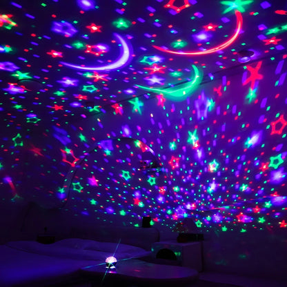 LED Night Light Star Projector | Starry Sky Galaxy Moon Lamp with Auto Color Changing and USB Power