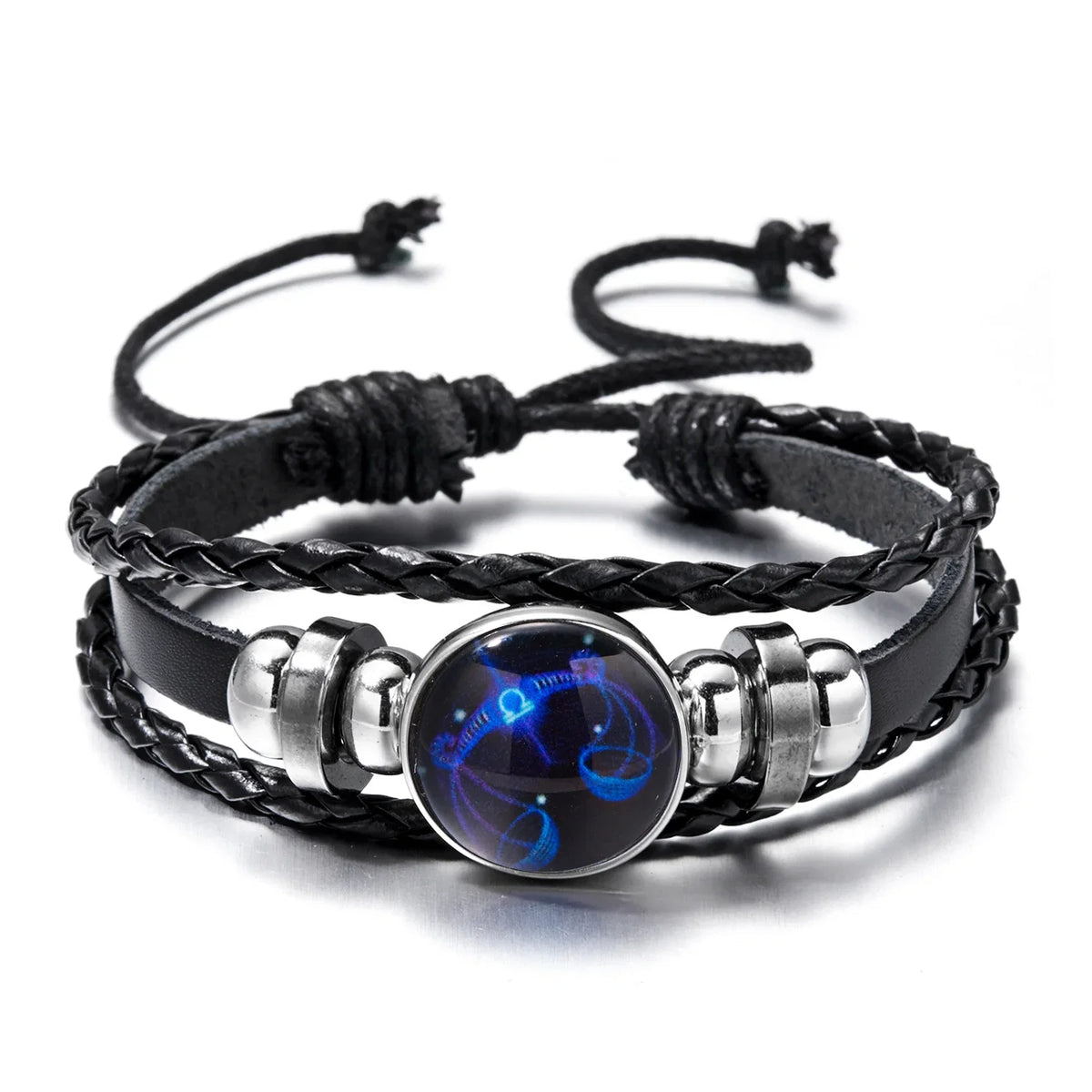 Luminous 12 Zodiac Constellation Sign Braided Couples Leather Bracelet For men Black Rope Charm Party Grow in the dark Jewelry