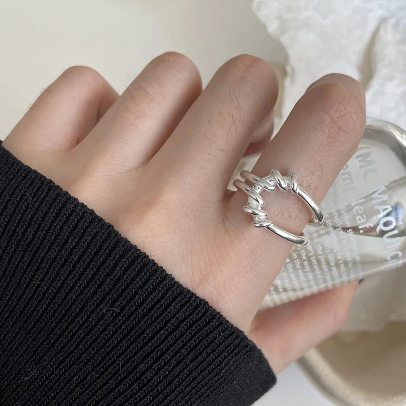 VENTFILLE 925 Sterling Silver Geometric Multilayer Round Bead Ring | Fashion Punk Temperament Jewelry