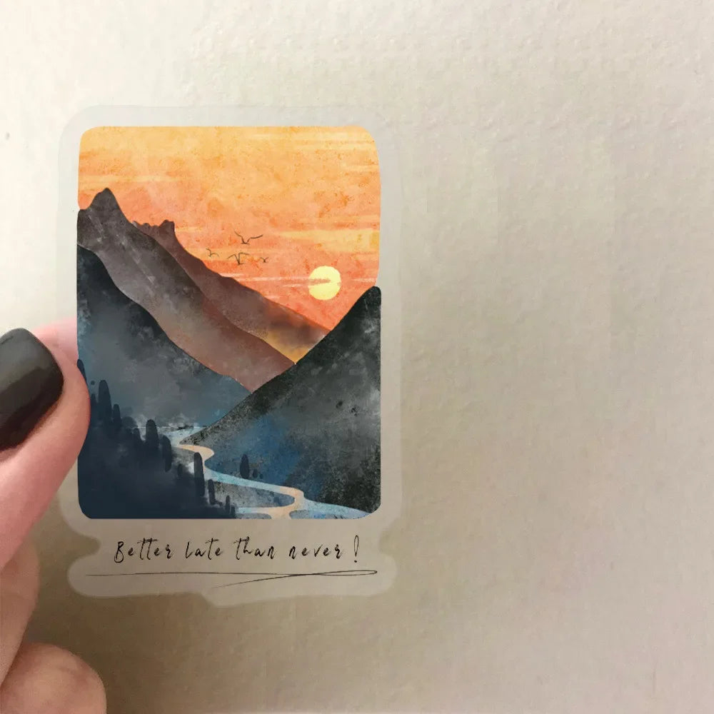 50PCS Transparent Mountain and Sea Painting Stickers | Waterproof Clear PET for Scrapbooking