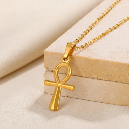 Cross Goddess Pendant Necklace for Women Stainless Steel 316L Gold Color Necklace 2025 New Party Jewelry Aesthetic Accessories