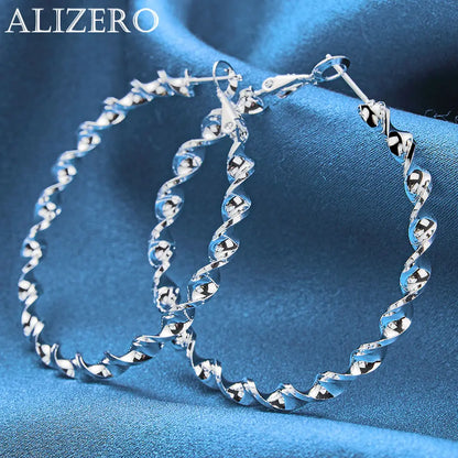 ALIZERO 925 Sterling Silver Earrings Simple Round Circle Hoop Earrings For Woman Fashion Wedding Engagement Charm Jewelry Gifts