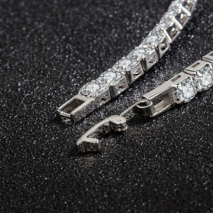 S925 Sterling Silver Bracelet Zirconia Tennis Ball Women Fashion Simple Engagement Wedding Charm Jewelry 4mm 16-23cm