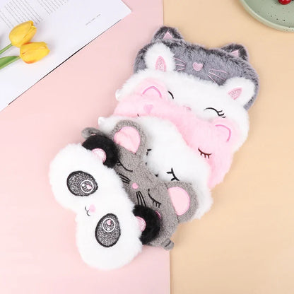 Plush Cat Eye Mask for Sleep | Soft Travel Blindfold