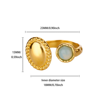 Luxury Opal Zircon Sun Rings For Women Girls Stainless Steel Gold Color Open Ring 2025 New Fashion Wedding Couple Jewelry Gift