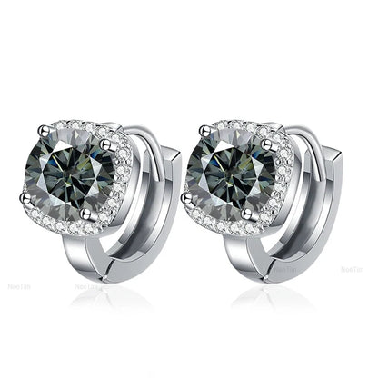 NeeTim 0.5ct 1ct Rainbow Color Moissanite Studs Earrings for Women S925 Silver Black Blue Pink Lab Diamond Wedding Stud Earring