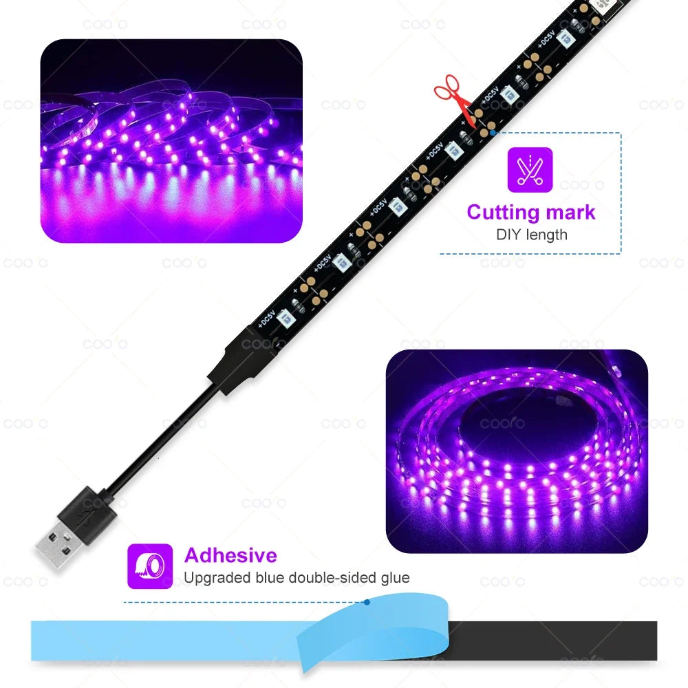 UV LED Light Strip 395-405nm | Flexible Black Light for Glow Parties